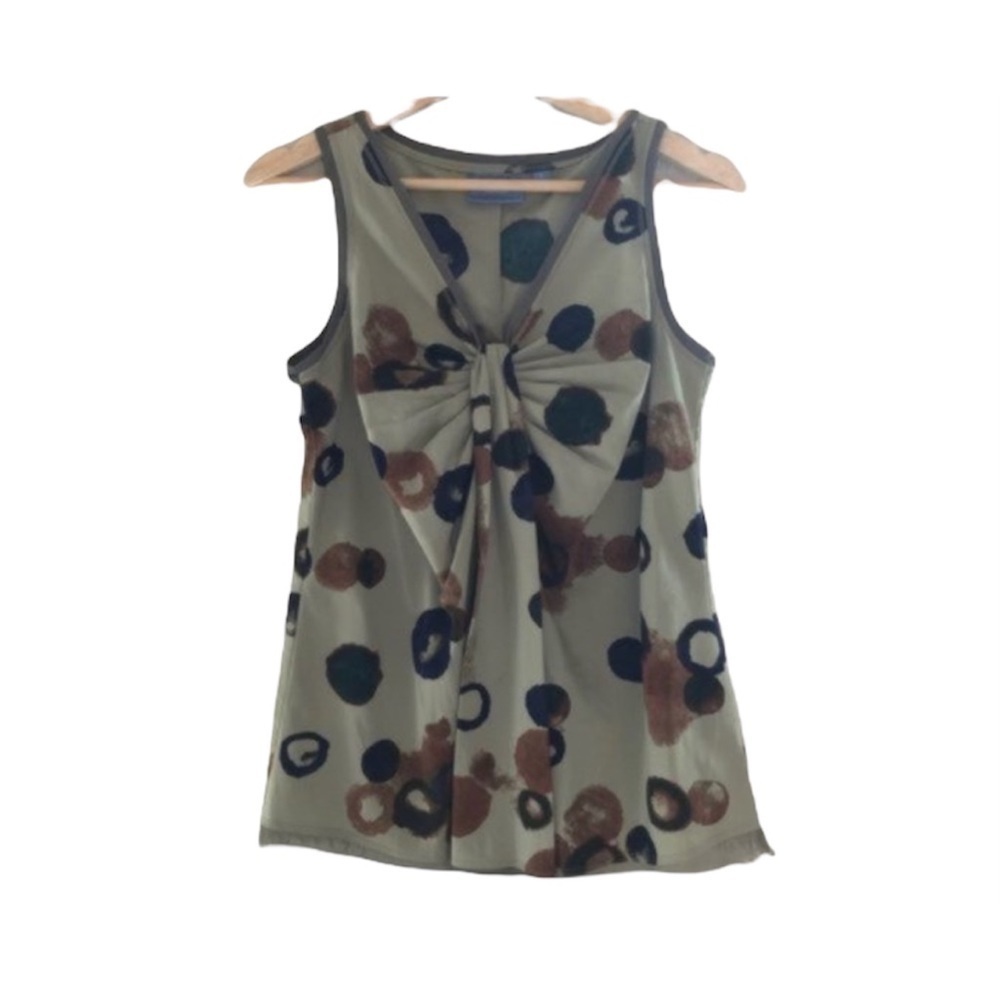 Simply Vera Vera Wang Blue Twist Front Dotted Sleeveless Tank Top S